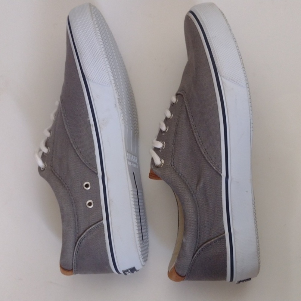 Sperry Striper II CVO Canvas Gray Sneakers Men's 9.5 Nautical Preppy Casual - Picture 2 of 14